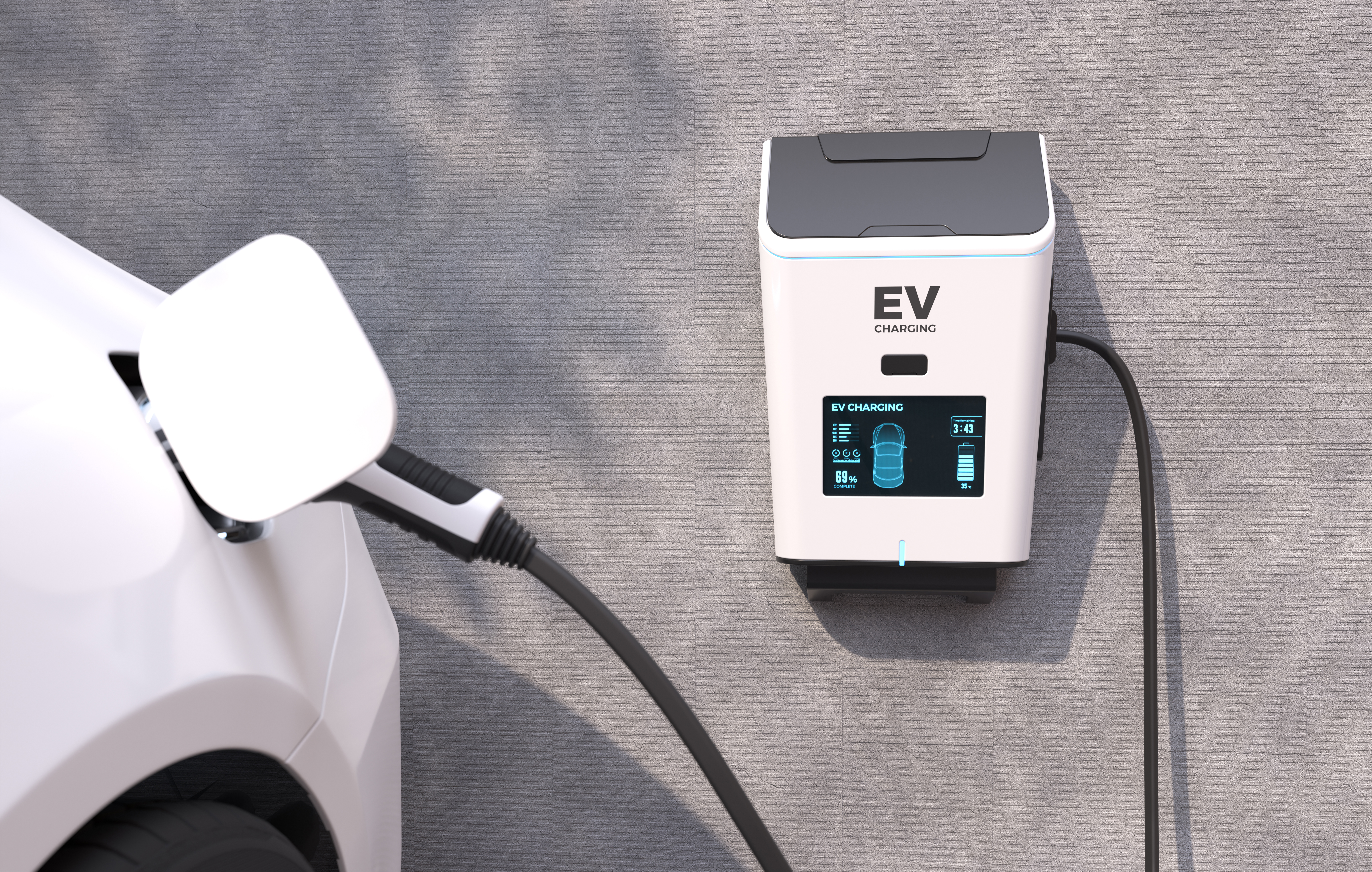 Wall-mounted electric vehicle charging station