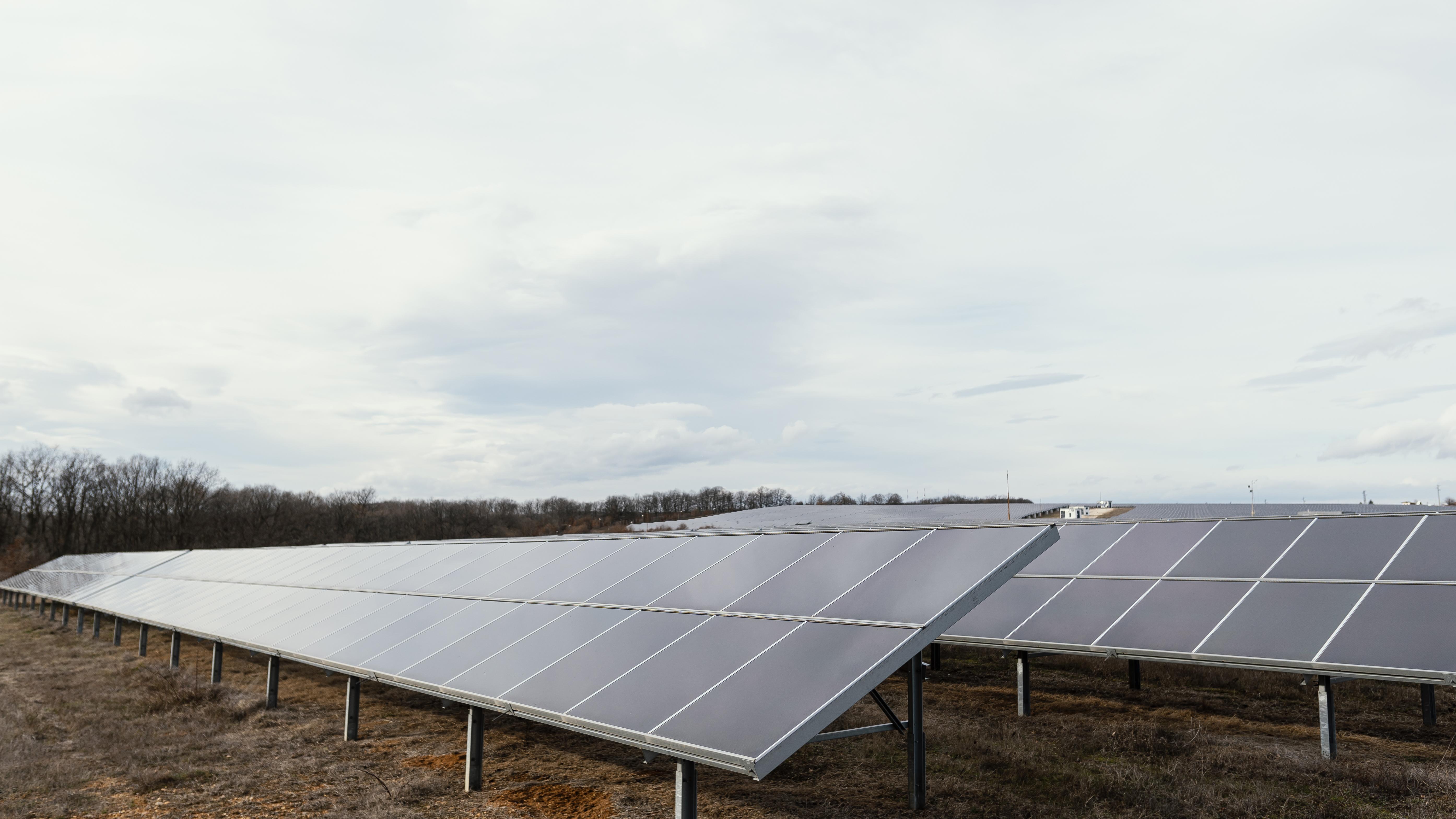Ground-mounted commercial solar panel installation