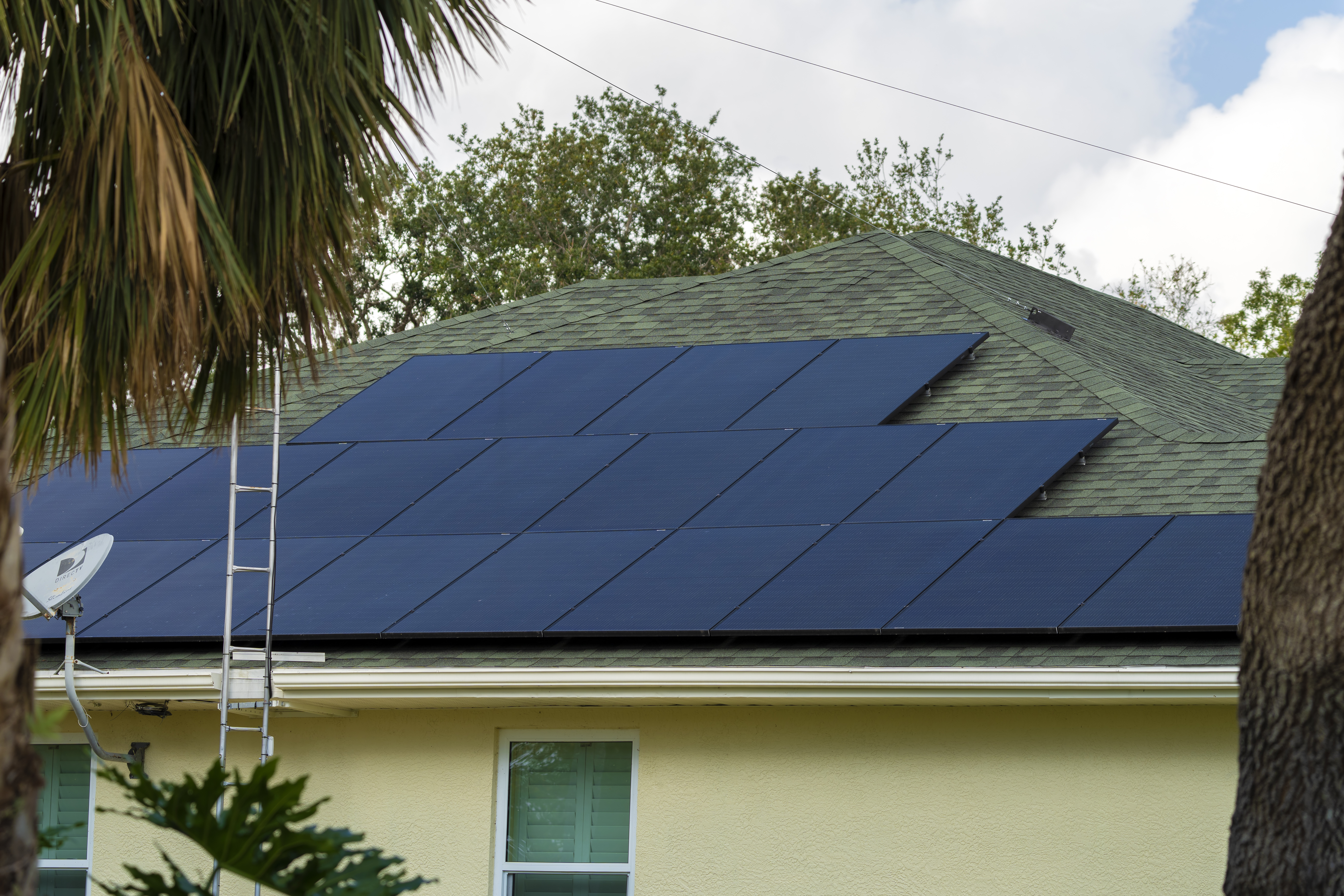 Residential home with a rooftop solar panel system